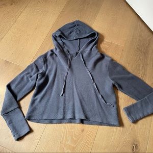 Cropped knit hooded sweater